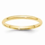 14k Yellow Gold 2mm Lightweight Comfort Fit Wedding Band Ring
