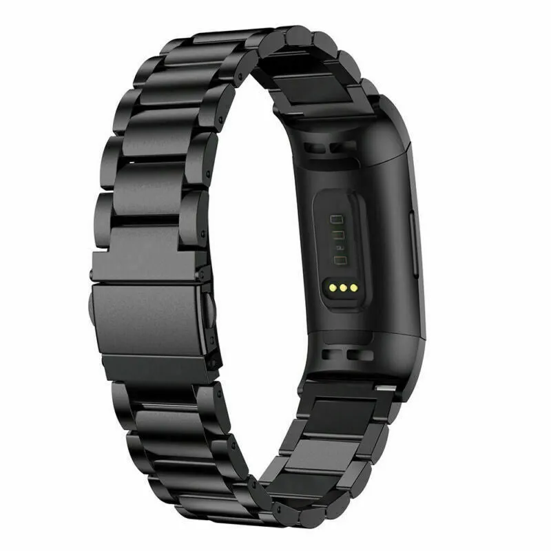Black Stainless Steel Strap for Fitbit Charge 3