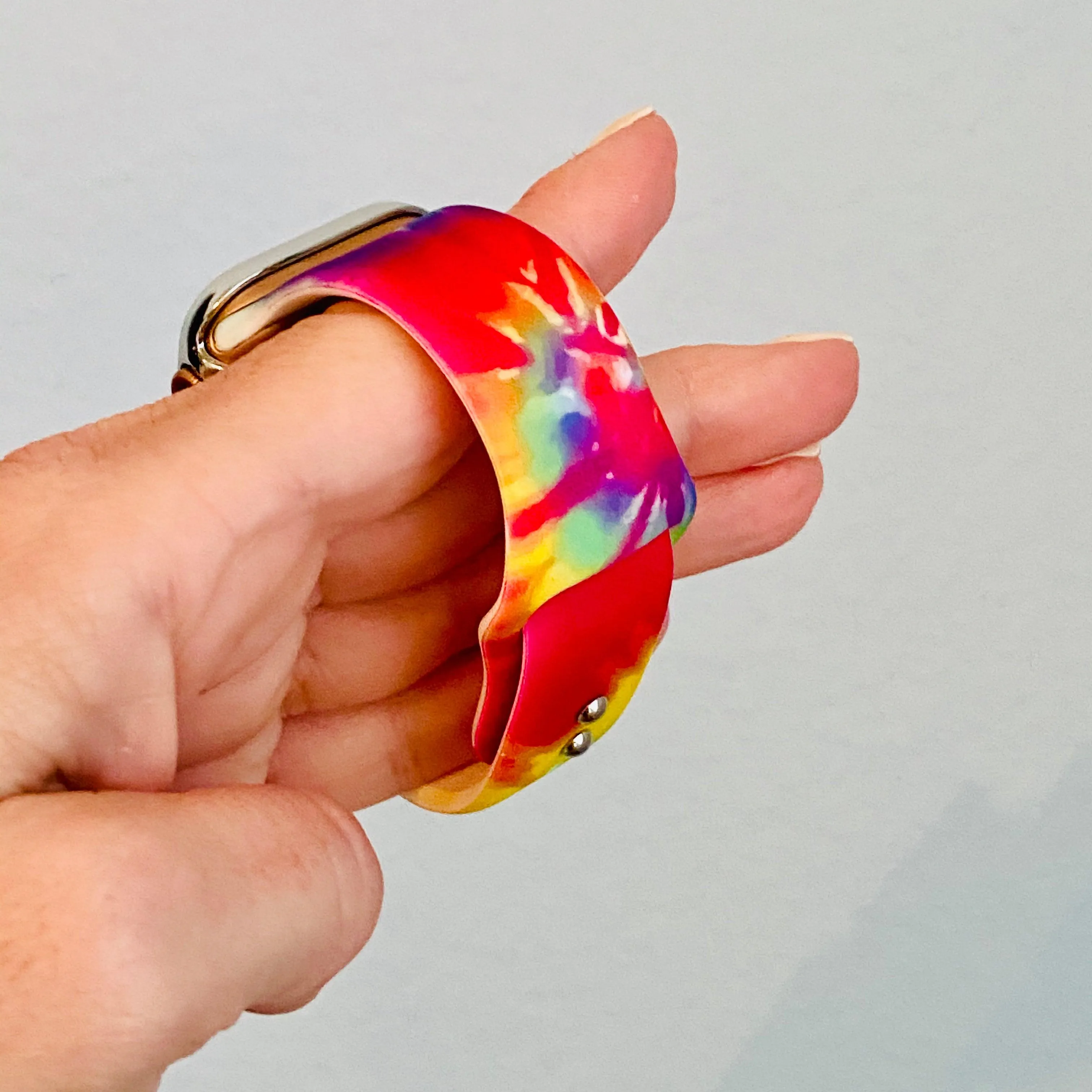 Colorful Tie Dye Print Silicone Band For Apple Watch