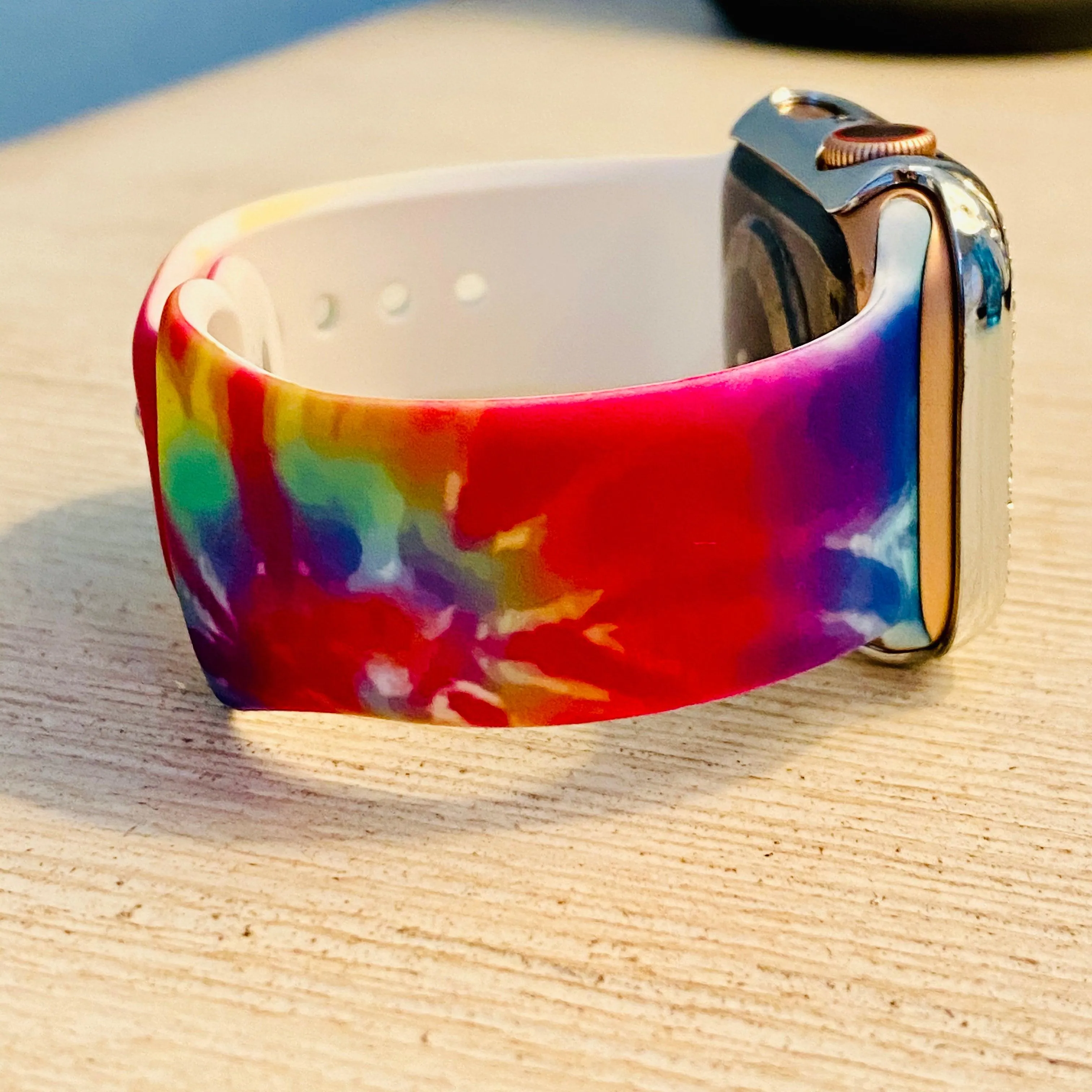 Colorful Tie Dye Print Silicone Band For Apple Watch