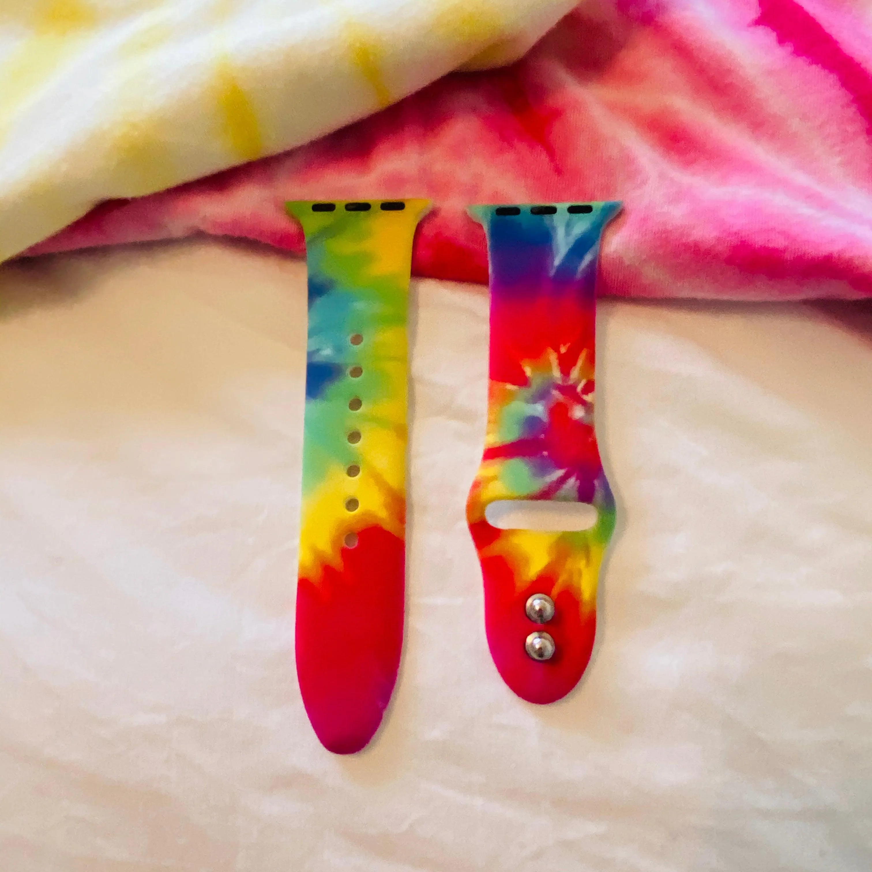 Colorful Tie Dye Print Silicone Band For Apple Watch