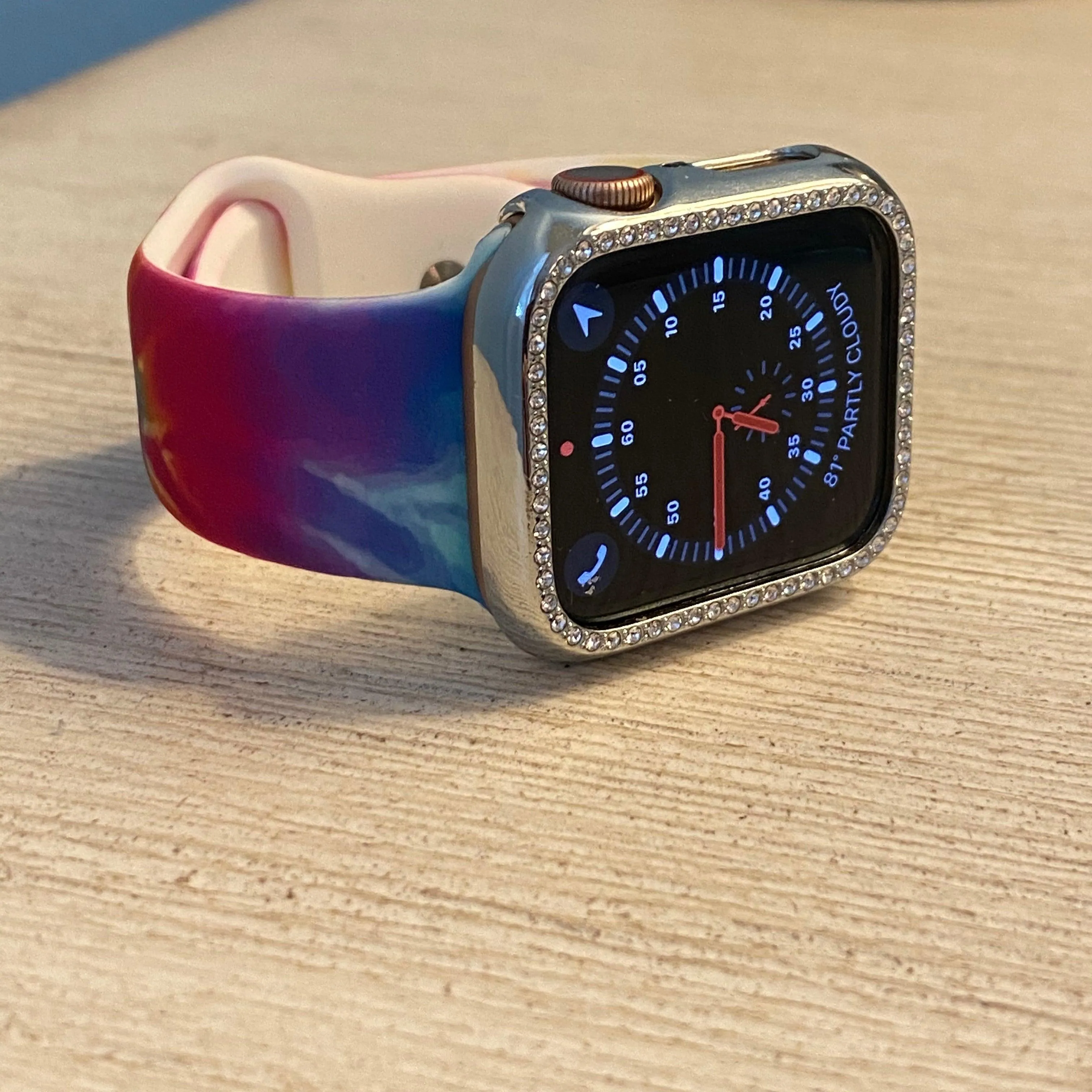 Colorful Tie Dye Print Silicone Band For Apple Watch