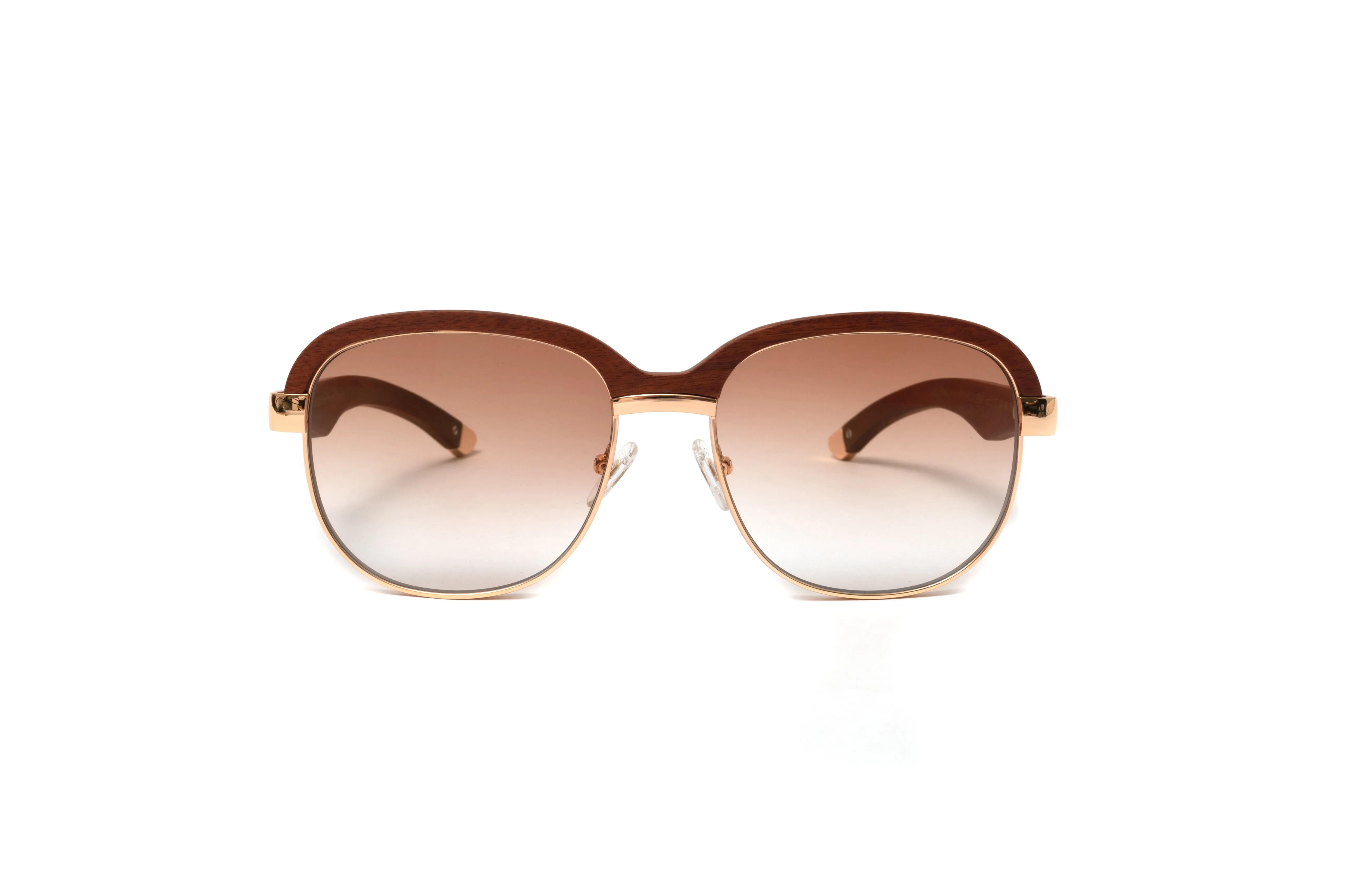 HIGH ROLLER 1 18KT Gold & Brown Wood, Gradient Brown Lenses