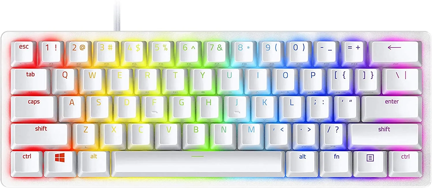 Razer Keyboard Huntsman Mini 60% Gaming Keyboard: Fastest Keyboard Switches Ever - Clicky Optical Switches - Chroma RGB Lighting - PBT Keycaps - Onboard Memory - (Mercury White)