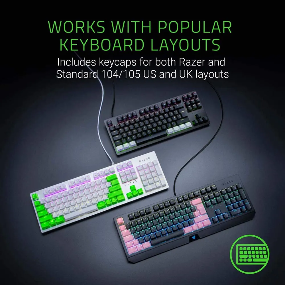 Razer Keycap Doubleshot PBT Upgrade Set for Mechanical & Optical Keyboards: Compatible with Standard 104/105 US and UK layouts - Quartz Pink