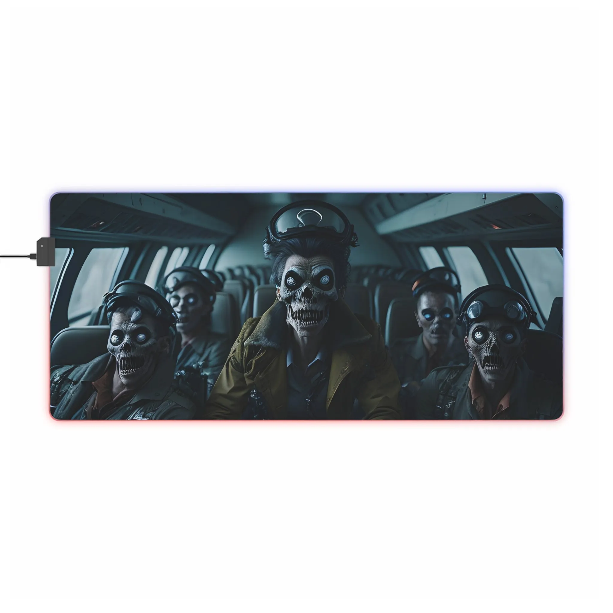 Zombie-Themed LED Mousepad | Unique Inside a Plane Design | Perfect for Computer Gaming | Unusual Gift for Horror Fans | Unique Accessory