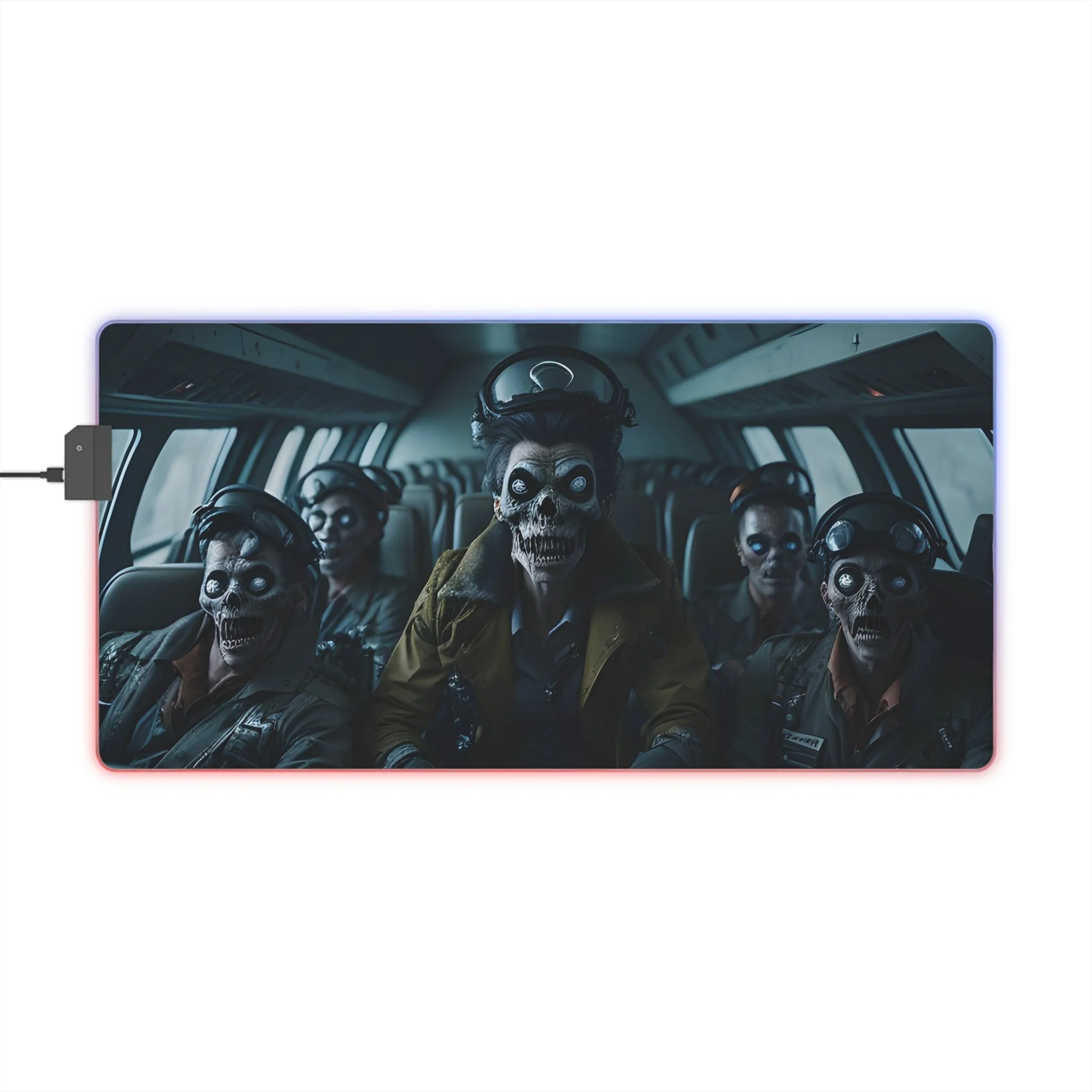 Zombie-Themed LED Mousepad | Unique Inside a Plane Design | Perfect for Computer Gaming | Unusual Gift for Horror Fans | Unique Accessory